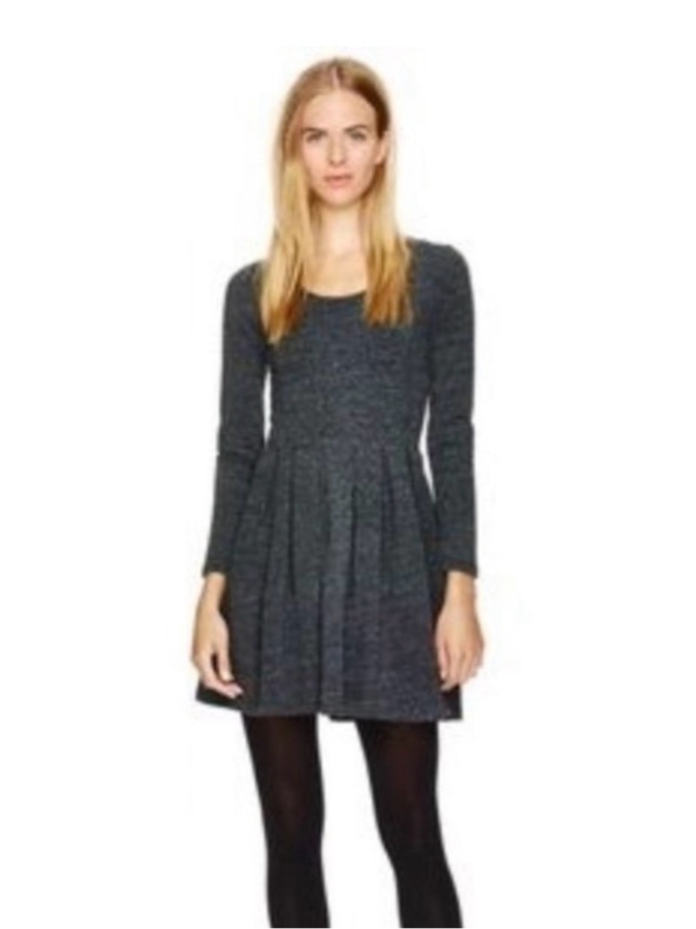 Talula Charcoal Long-Sleeve Pleated Knit Dress
